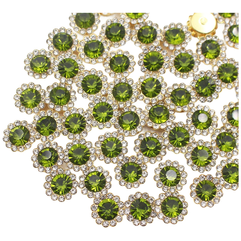 12mm Sew On Crystal Rhinestones with Metal Claw Base for Clothes, Shoes, and Crafts, Pack of 100