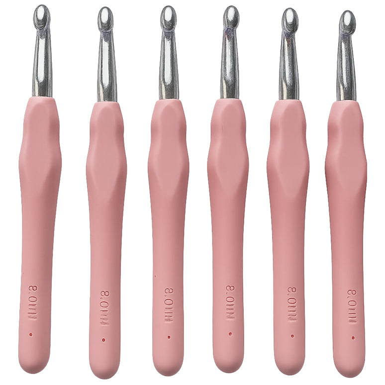 6pcs Aluminum Crochet Hooks with Soft Grip Ergonomic Handles for Knitting and DIY Yarn Crafts