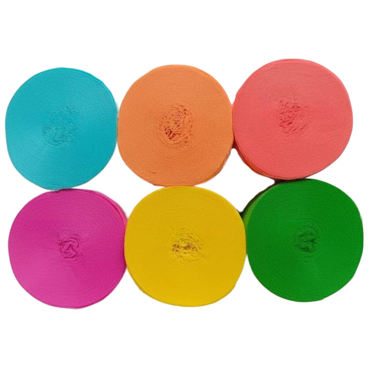 Crepe Paper Streamers 82ft Each Roll for Birthday, Wedding, and Party Decorations 1.77 Inch, Pack of 6