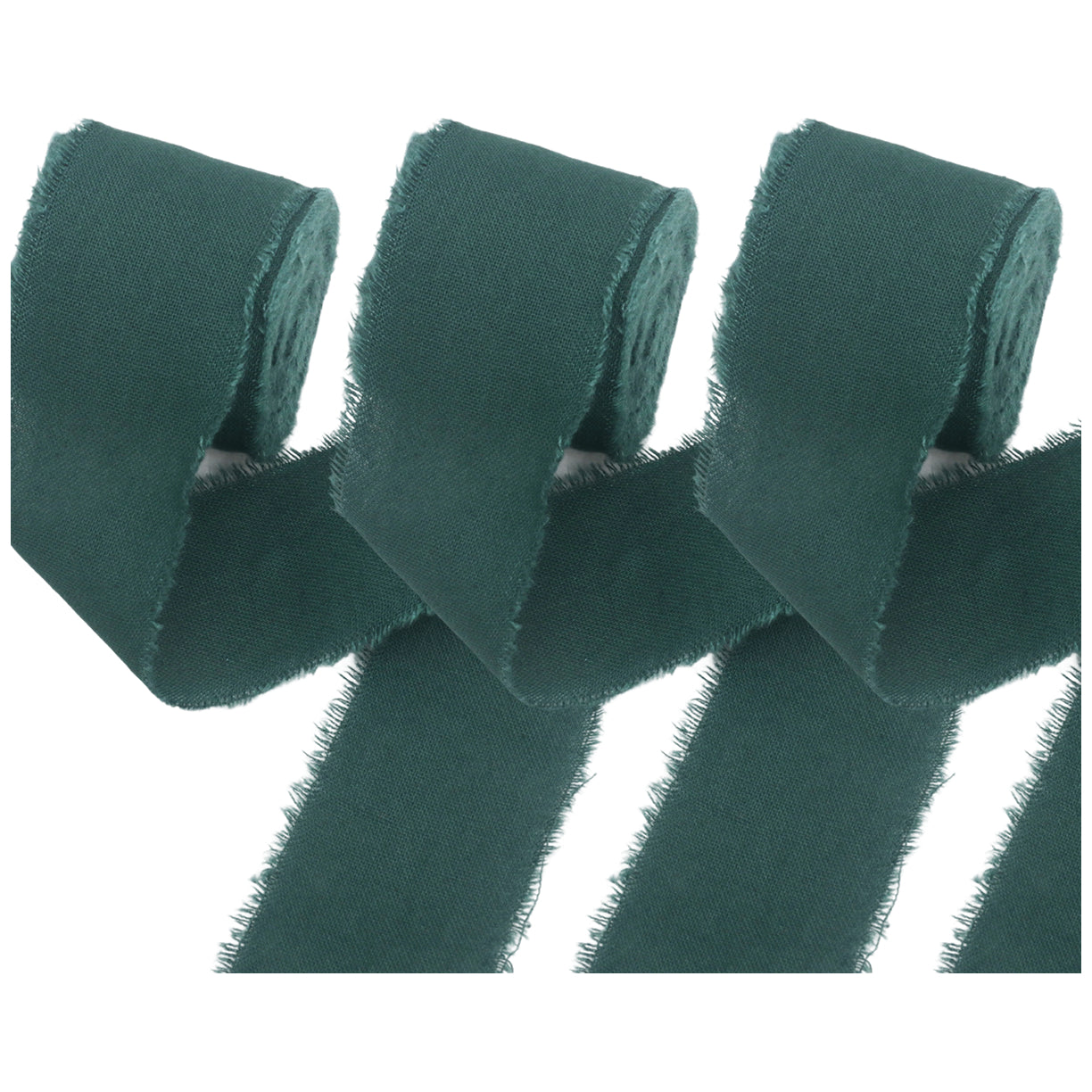 1.5 Inch Cotton Frayed Fabric Ribbon 15 Yards for Crafts and Wedding Decorations, Pack of 3
