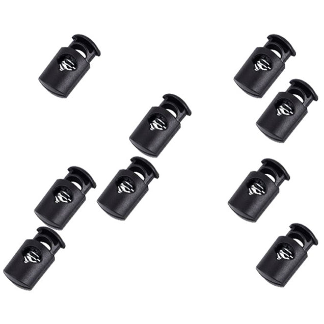 Black Plastic Cord Locks for Drawstrings and Shoelaces Durable Spring Toggle Stoppers for Bags and DIY