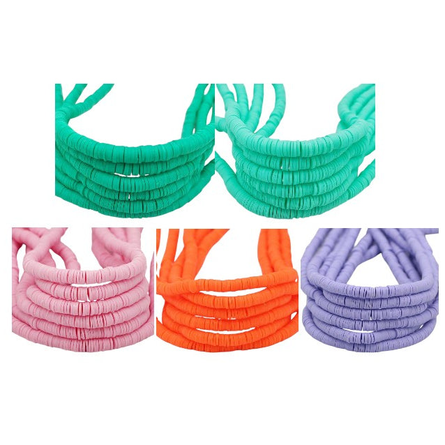 6mm Heishi Clay Beads Multicolor Polymer Disc Beads for Bracelet and Jewelry Making, Pack of 3500