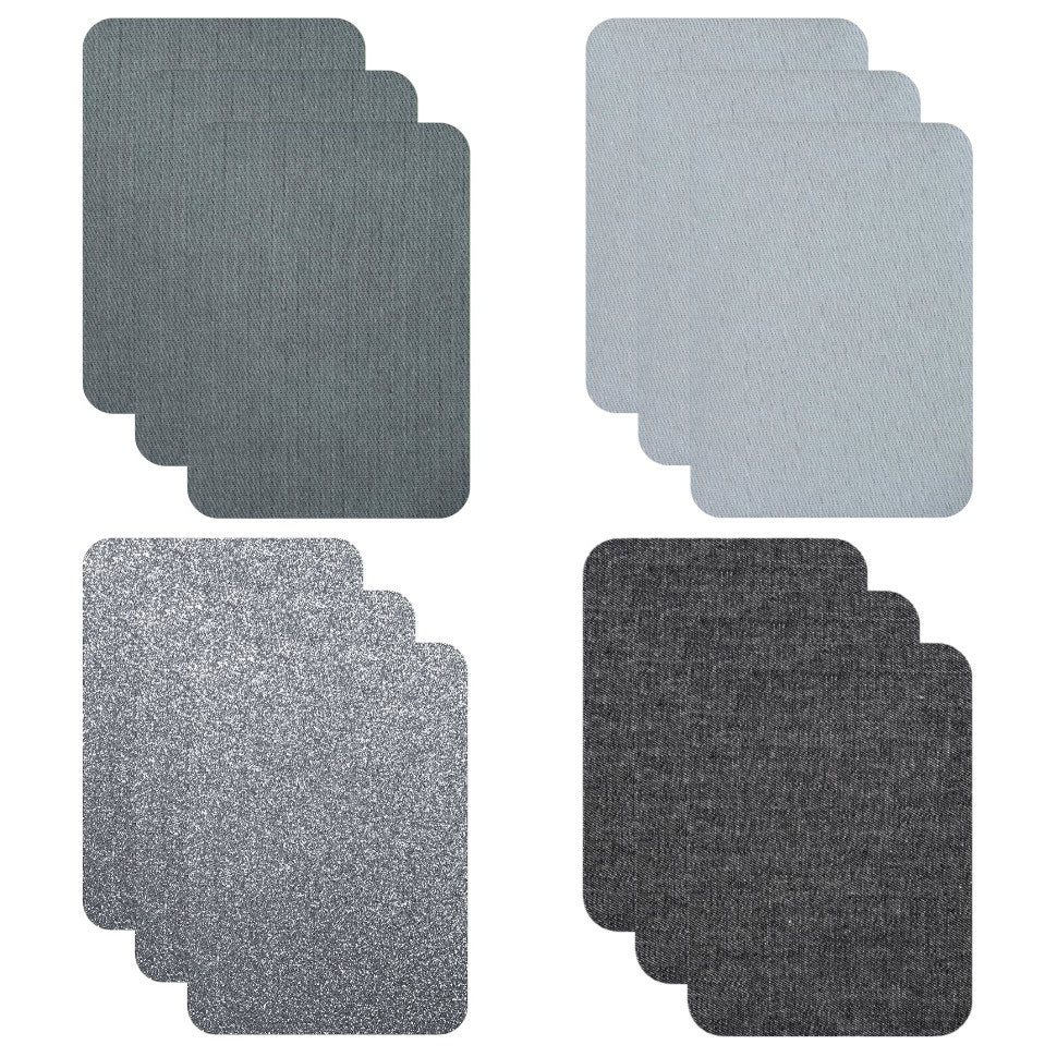 Cotton Iron-On Fabric Repair Patches for Clothing Inside and Outside with Strong Adhesive, Pack of 12