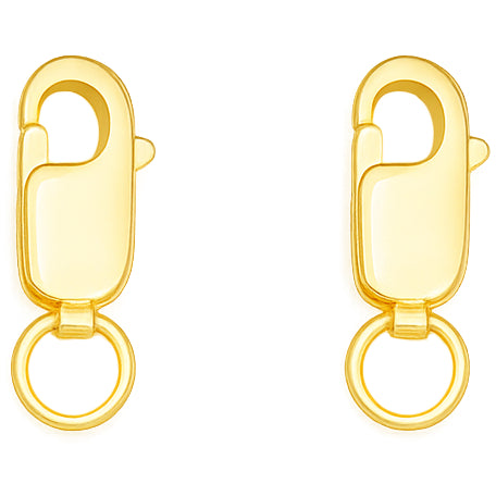 18K Gold Rectangle Lobster Claw Clasps with Jump Rings for DIY Jewelry Making, Hypoallergenic Nickel Free