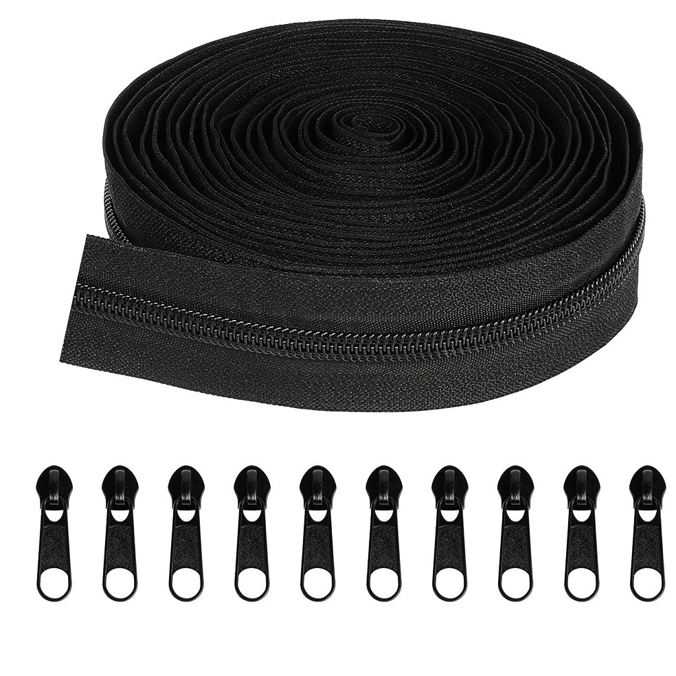 Nylon Coil Zipper Bulk Set with Replacement Sliders for Sewing Bags, Garments, Pouches and DIY Craft Projects