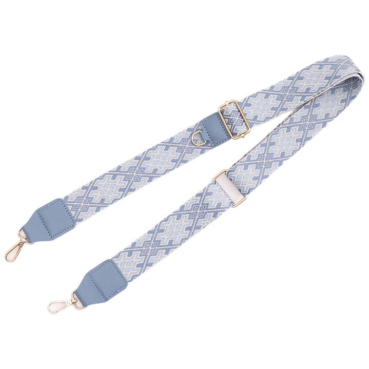 Adjustable Purse Strap With Crazy Horse Leather Ends and Jacquard Embroidery