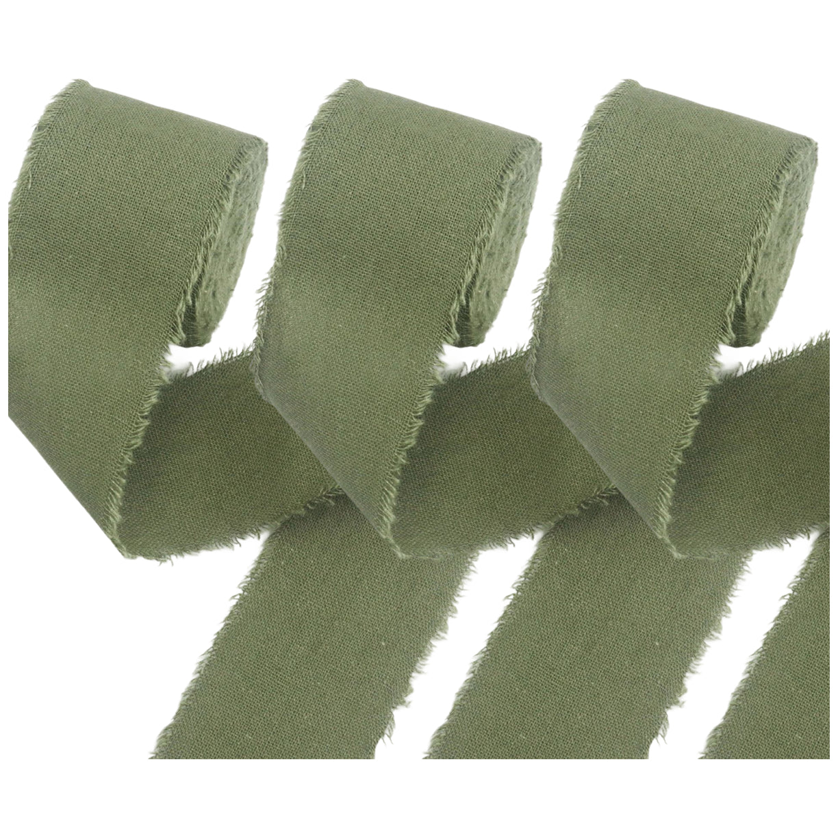 1.5 Inch Cotton Frayed Fabric Ribbon 15 Yards for Crafts and Wedding Decorations, Pack of 3