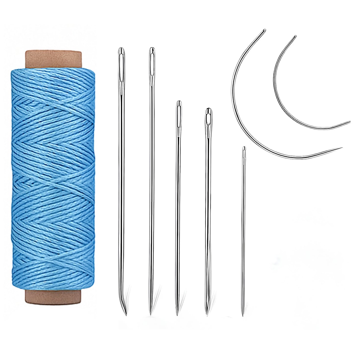 55 Yards Waxed Thread with 7 Leather Needles for Hand Sewing Leather Upholstery Repair Canvas Bags