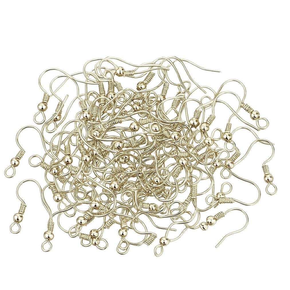Hypoallergenic Silver Earring Hooks with Ball and Coil for DIY Jewelry Making, Pack of 120