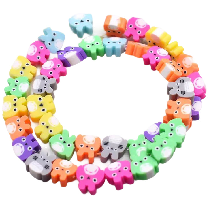 Mouse Head Polymer Clay Beads 10mm Mixed Spacer Beads for DIY Jewelry Making, Pack of 100