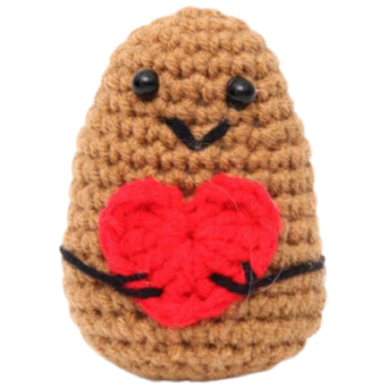 Potato With Heart Handmade Crochet Doll - Lovely Gift with Different Cards for Emotional Support & Positivity