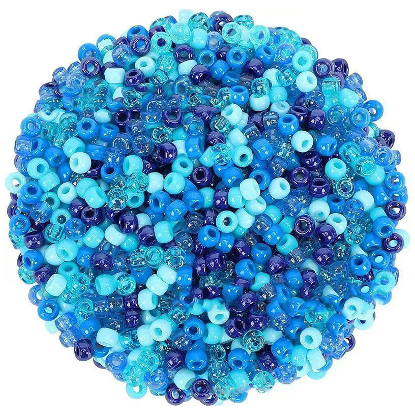 Plastic Pony Beads 6x9mm for Hair Braiding Bracelets Keychains and DIY Crafts, Pack of 300