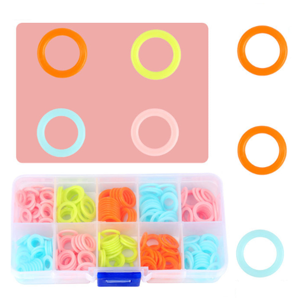 Knitting Stitch Markers Set with Storage Box, Assorted O-Ring Sizes and Colors for Crochet Projects