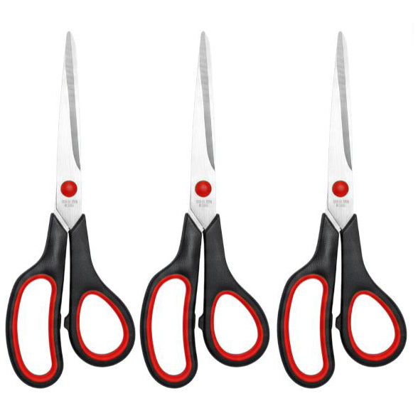 Multipurpose Scissors with Ergonomic Handles for Home, Office, Sewing and Craft Cutting, Pack of 3