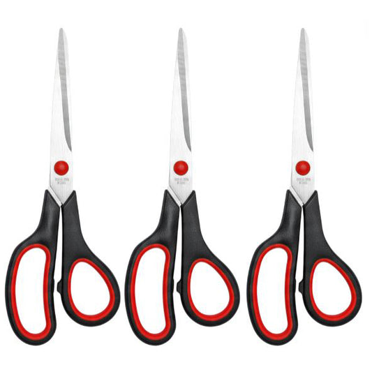 Multipurpose Scissors with Ergonomic Handles for Home, Office, Sewing and Craft Cutting, Pack of 3