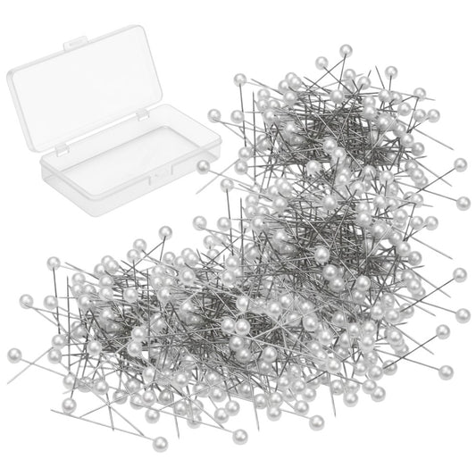 Round Pearl Head Push Pins 1.5 Inch with Transparent Box for Sewing Crafts Knitting and Map Pins