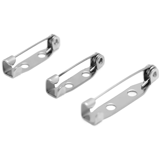 Silver Brooch Pin Back Bars Pinback Clasps for Badges Crafts Name Tags Jewelry DIY, Pack of 60