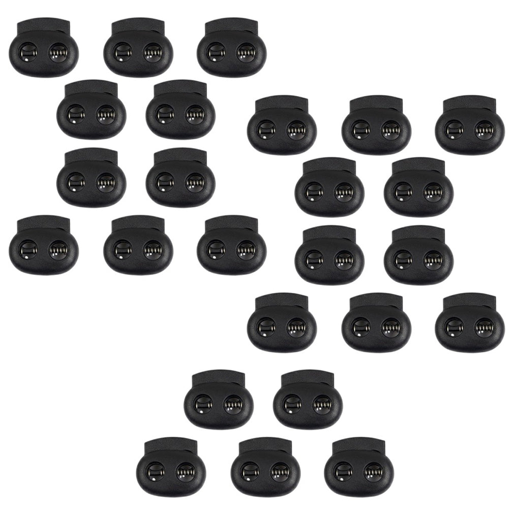 Double Hole Plastic Spring Cord Lock Toggles for Drawstrings Paracord Shoelaces and Elastic Bungee Rope