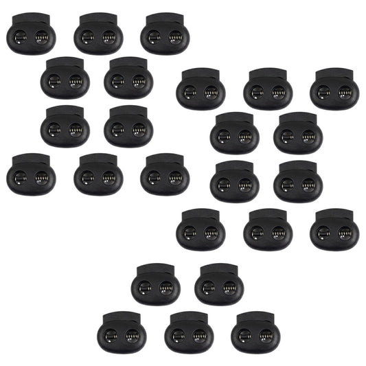 Double Hole Plastic Spring Cord Lock Toggles for Drawstrings Paracord Shoelaces and Elastic Bungee Rope