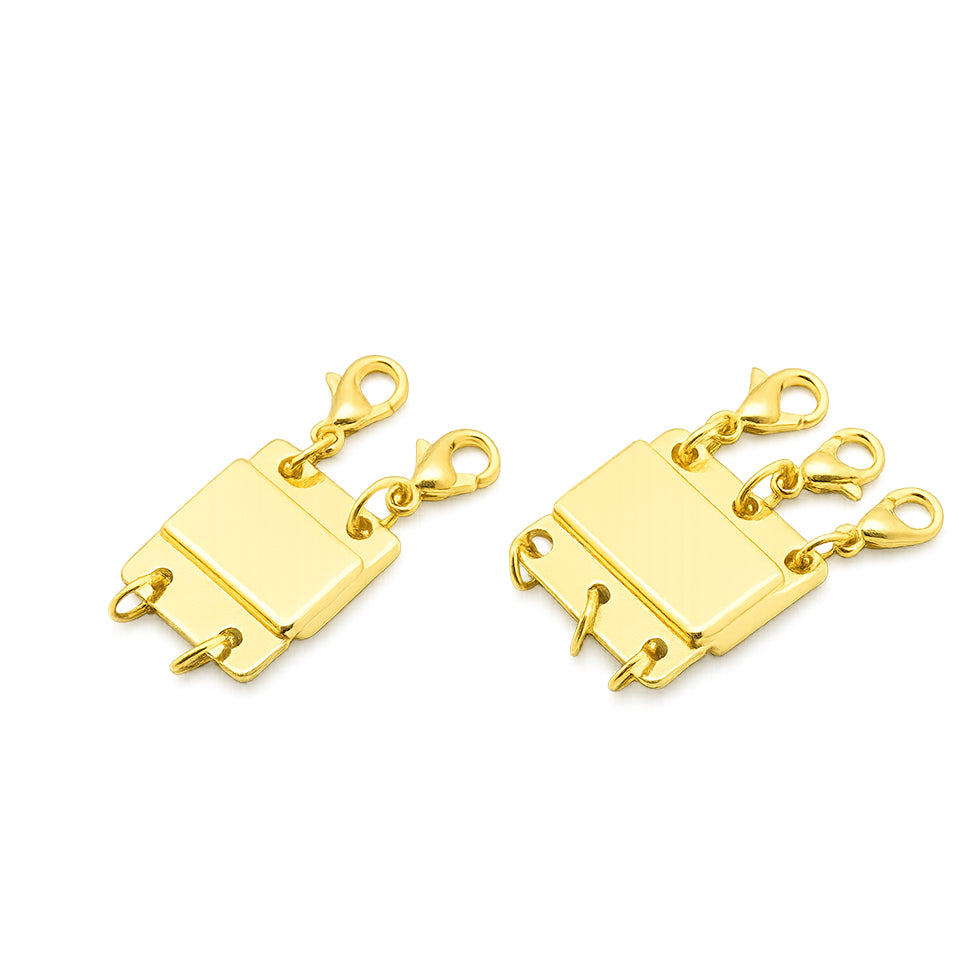 18K Gold and Silver Layered Necklace Clasp Magnetic Separator for Multiple Chains