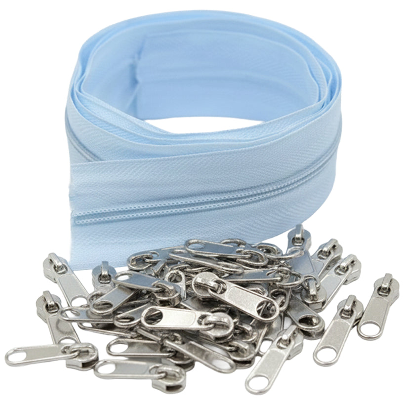 10 Yard Nylon Coil Zipper Roll with 25 Sliders Bulk Sewing Zippers for Bags Clothing Cushions and DIY Crafts