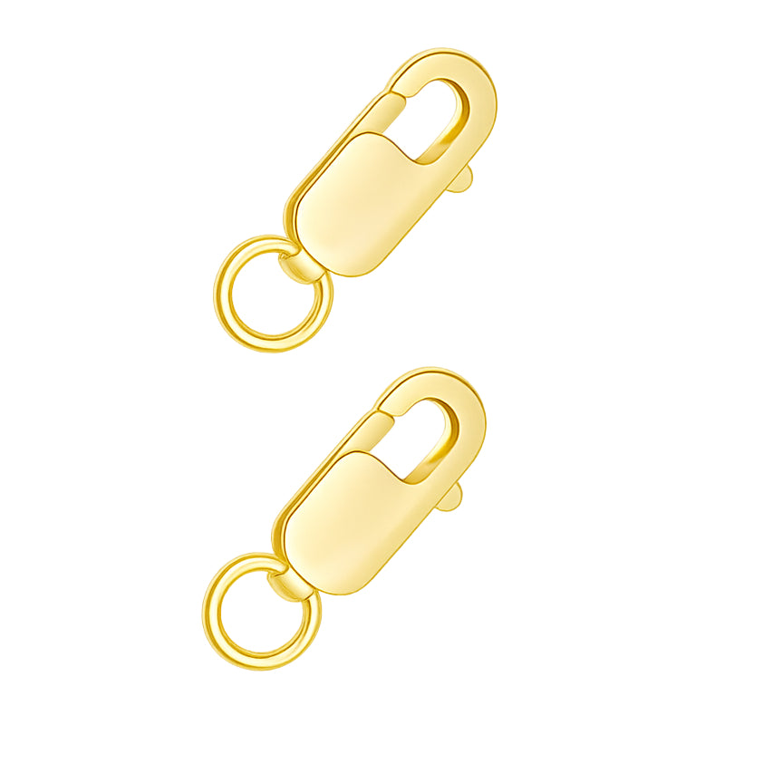 18K Gold Rectangle Lobster Claw Clasps with Jump Rings for DIY Jewelry Making, Hypoallergenic Nickel Free