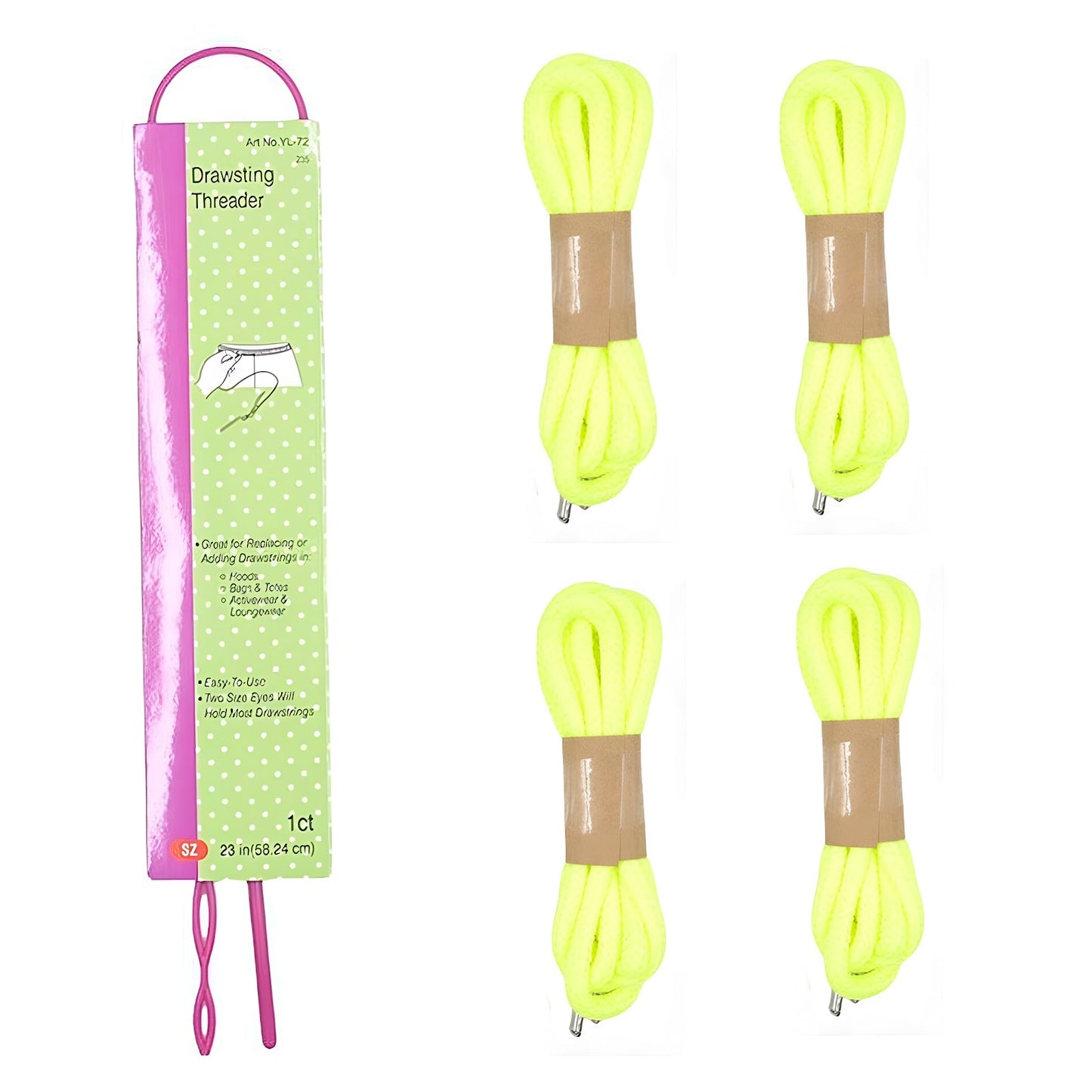 Cotton Drawstring Replacement Cords with Easy Threader for Sweatpants Shorts Jackets and DIY Clothing Repairs