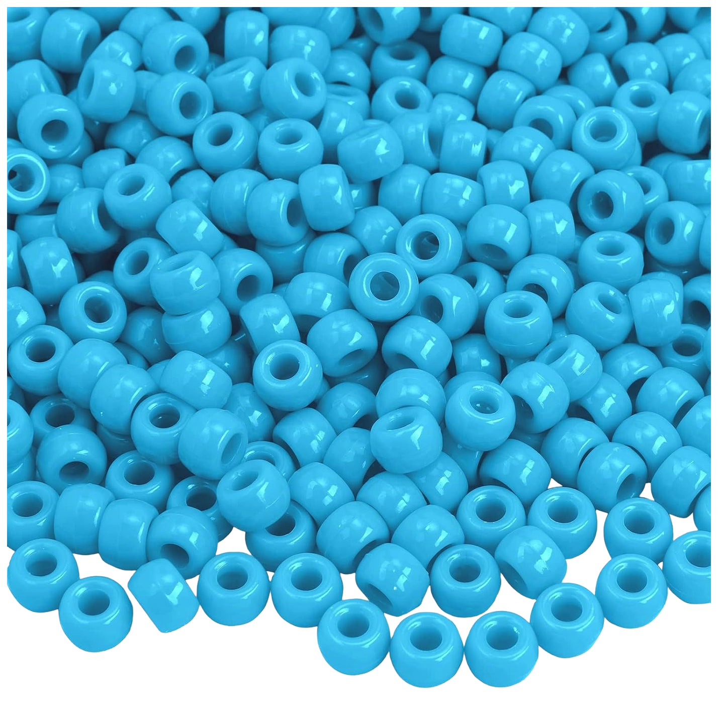 Plastic Pony Beads 6x9mm for Hair Braiding Bracelets Keychains and DIY Crafts, Pack of 300