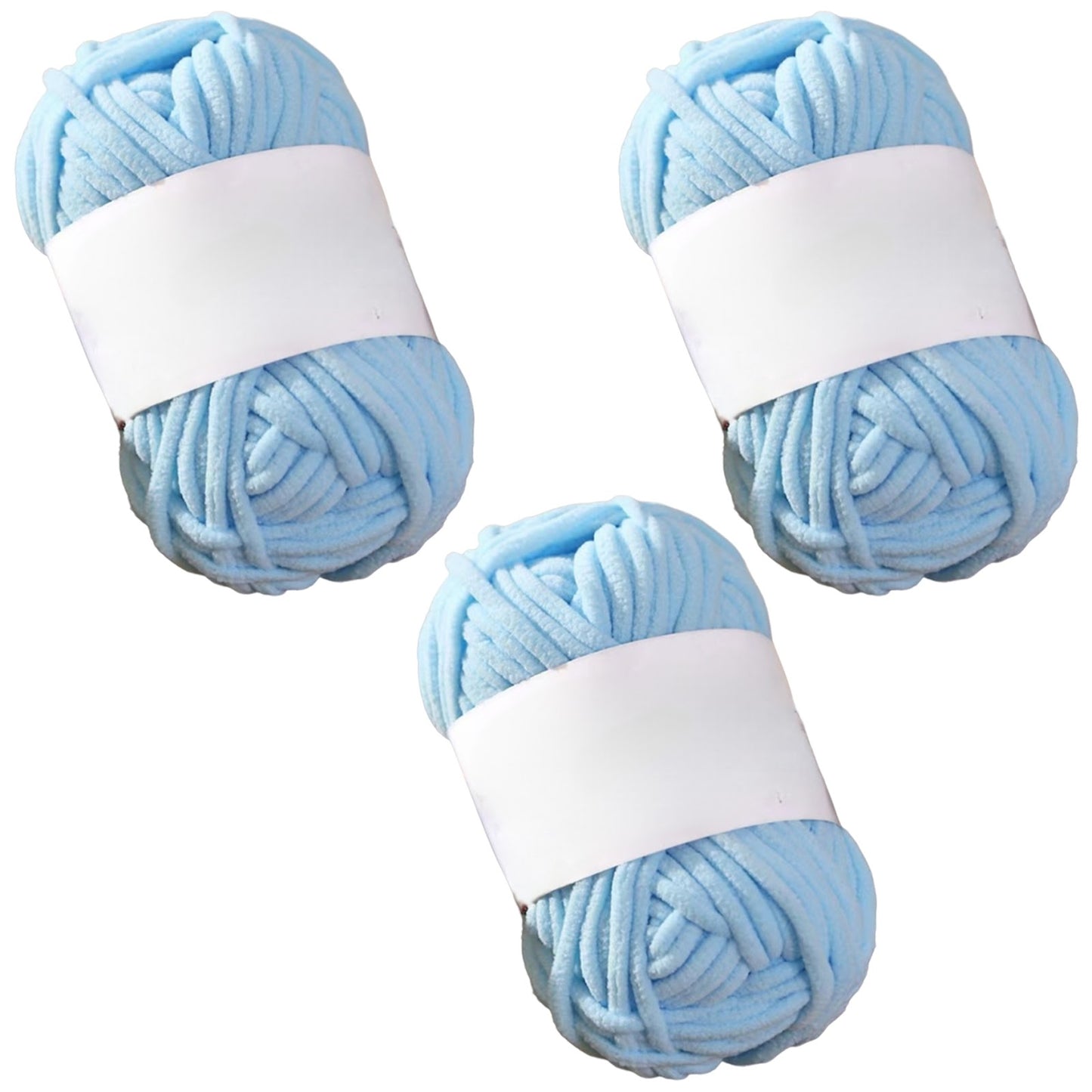 Soft Chenille Velvet Yarn for Crocheting Knitting Weaving Blankets and DIY Craft Projects 50 Grams/1.76oz 93 yards, Pack of 3