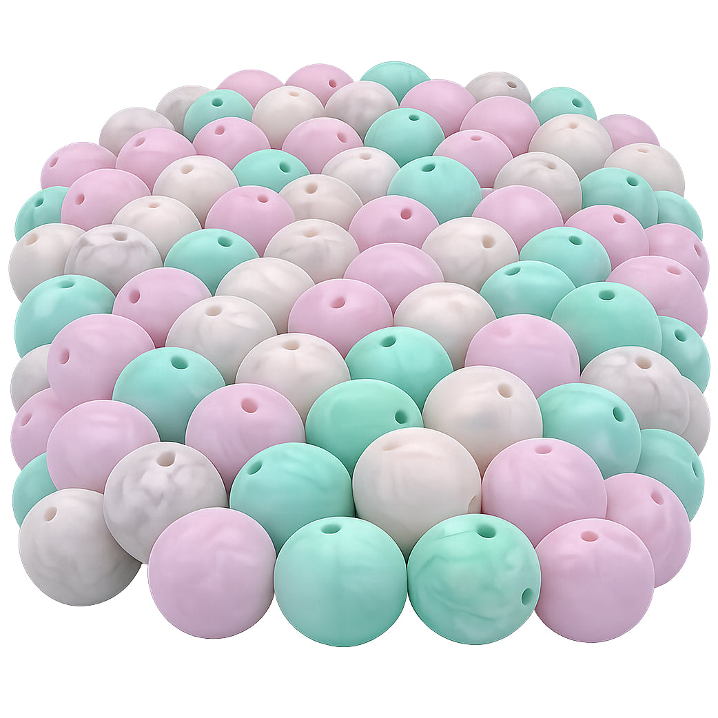 15mm Silicone Beads for Keychains Bracelets Pens Crafts Bulk Round Beads DIY Jewelry Making, Pack of 100