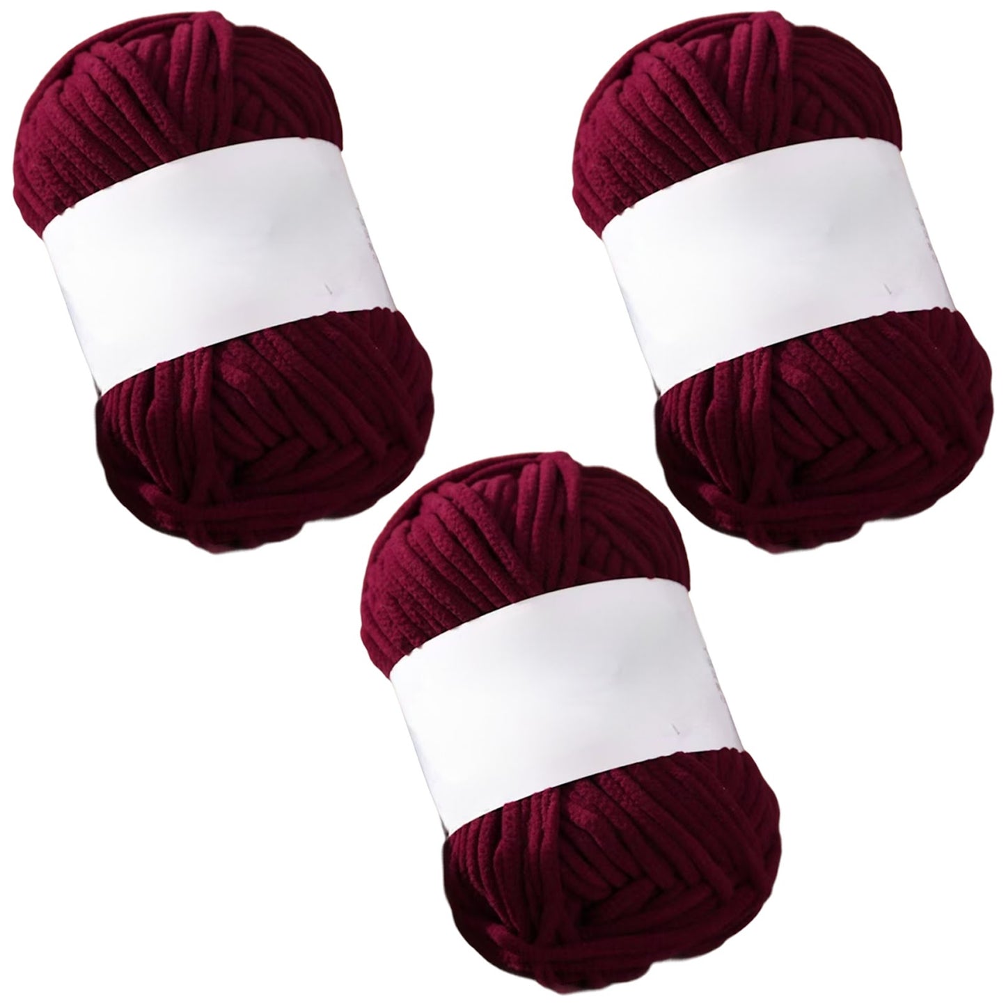 Soft Chenille Velvet Yarn for Crocheting Knitting Weaving Blankets and DIY Craft Projects 50 Grams/1.76oz 93 yards, Pack of 3