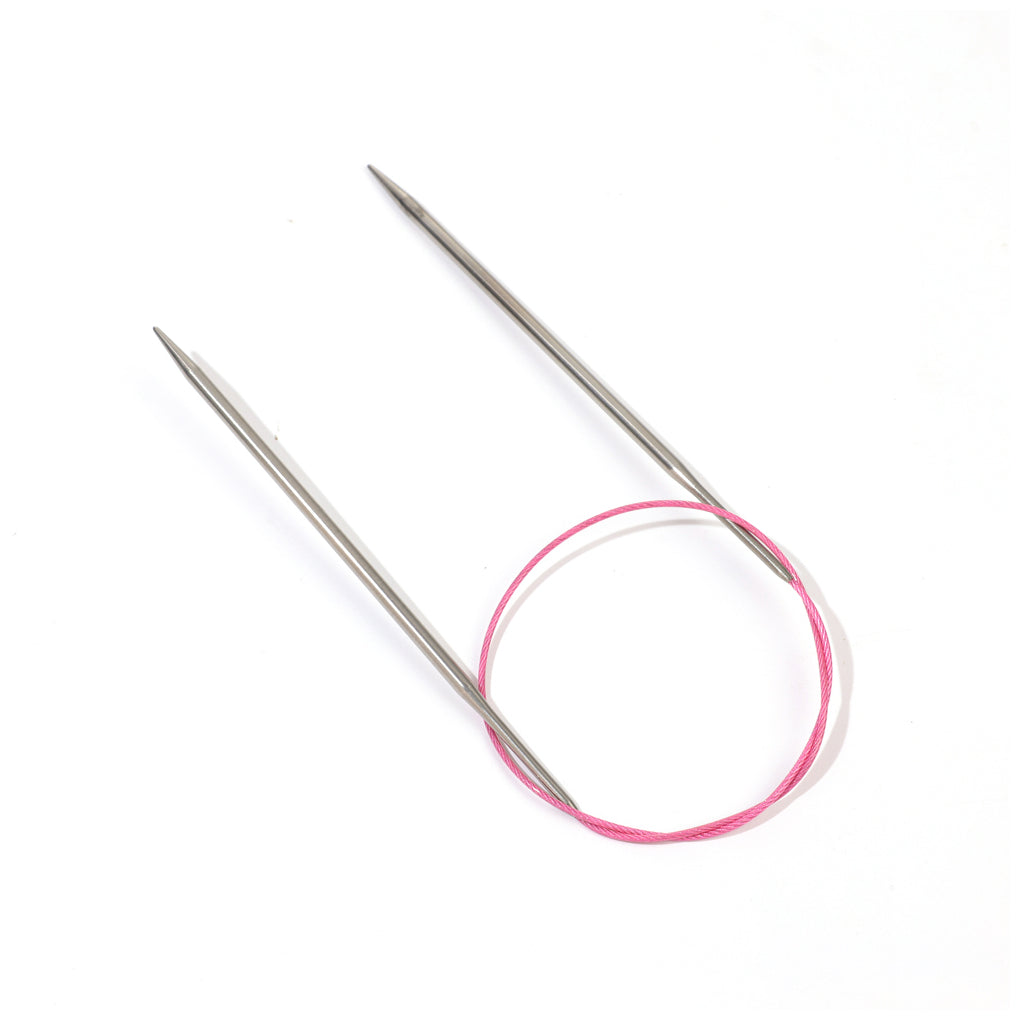 24 Inch Stainless Steel Circular Knitting Needle Size US 6 (4mm) with Flexible Red Cable