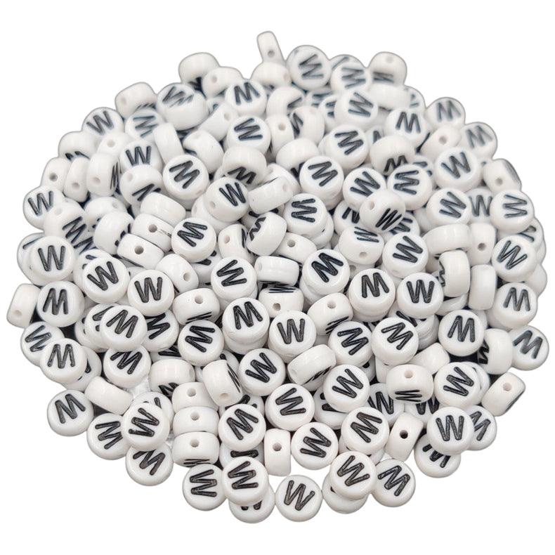 White Round Acrylic Alphabet Letter Beads for Bracelet and Jewelry Making 4x7mm, Pack of 300