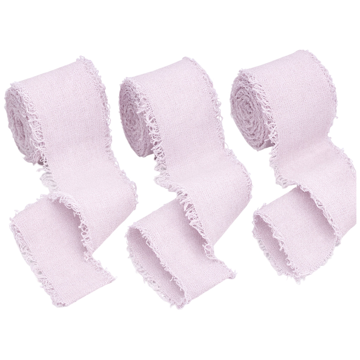 1 Inch Handmade Fringe Chiffon Silk Ribbon 16.5 Yards for Wedding Invitations, Bouquets, Gift Wrapping, DIY Crafts, Pack of 3