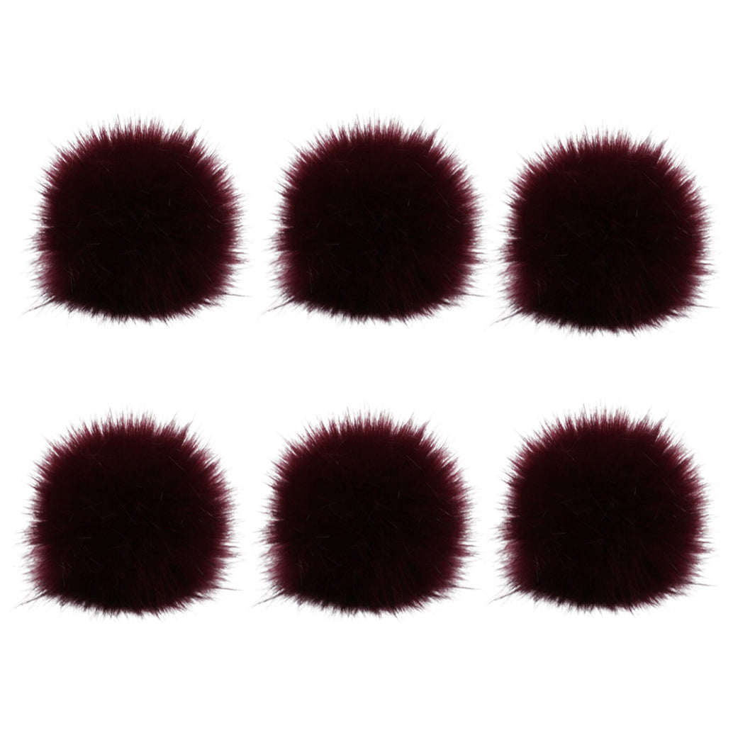 Faux Fox Fur Pom Poms 10 cm Furry Balls with Elastic Loops for Hats and Crafts, Pack of 6