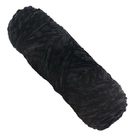 Black Thick Chenille Yarn for Knitting/Crochet, #5 Weight (120 Yards)