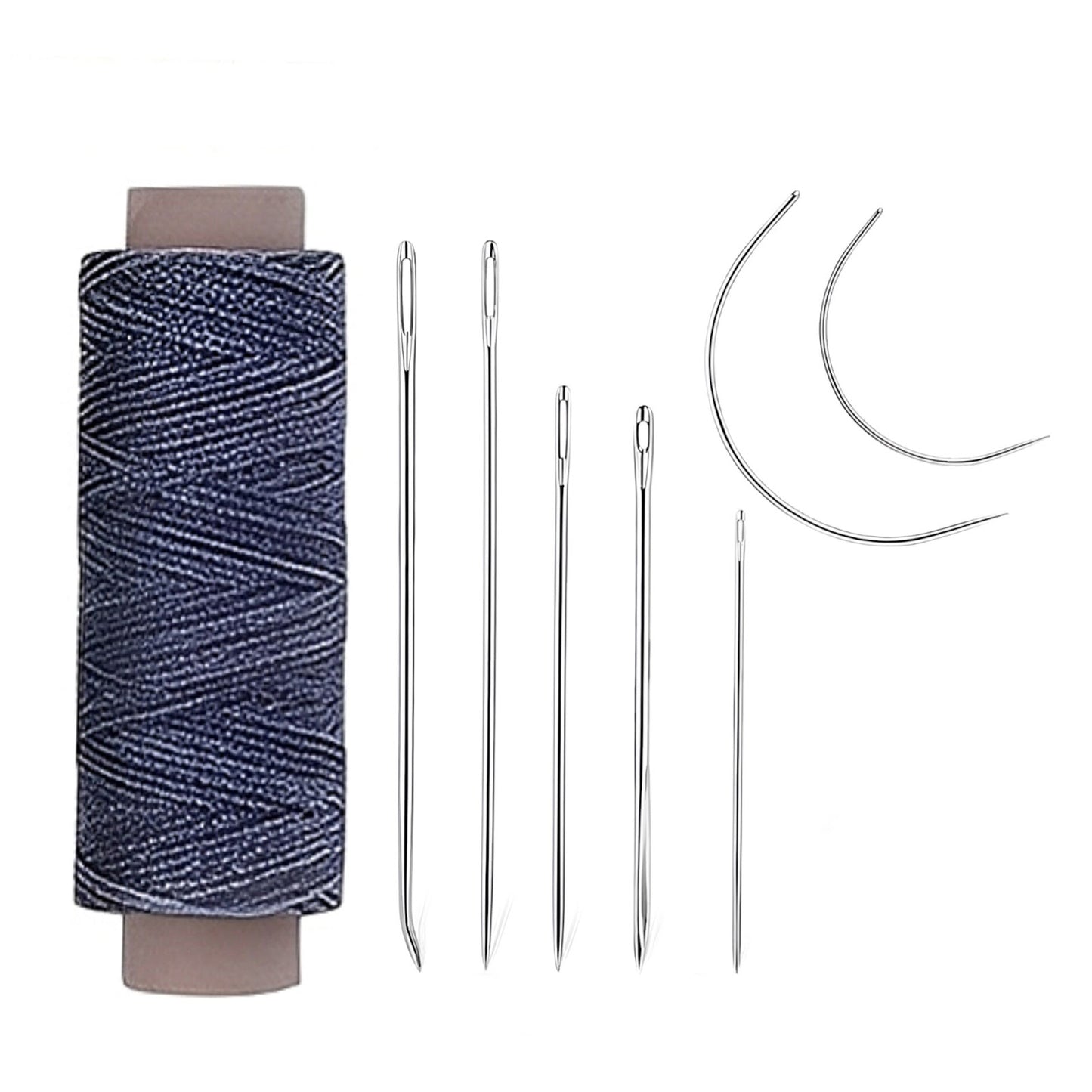 Waxed Thread Upholstery Needle Set with 7 Hand Sewing Needles for Leather Repair