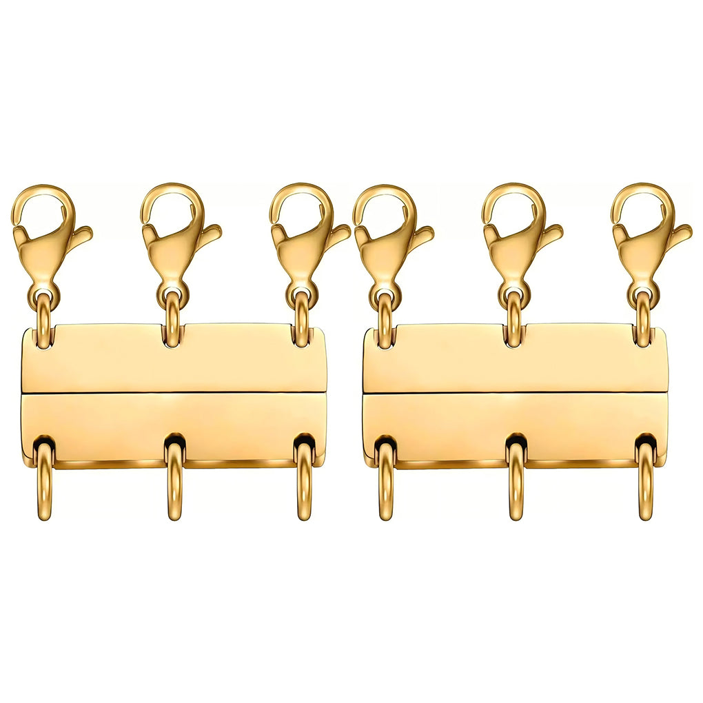 Magnetic Necklace Layering Clasp Separator in Gold for Multi Strand Chains and Secure Jewelry Closure