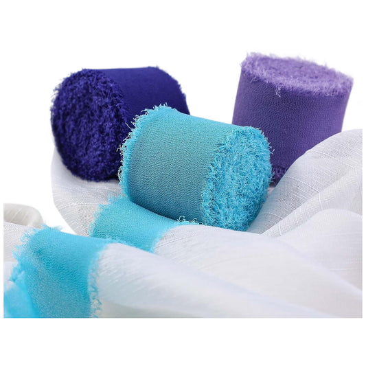 1.5 Inch x 7 Yards Chiffon Silk Ribbon Set for Wedding Bouquets, Gifts, and Decorations, Pack of 3