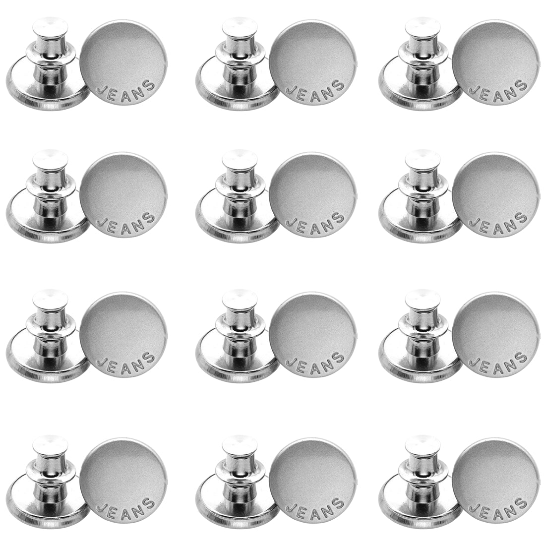 17mm No-Sew Jean Buttons for Pants Replacement and Waist Tightening, Pack of 12 Sets
