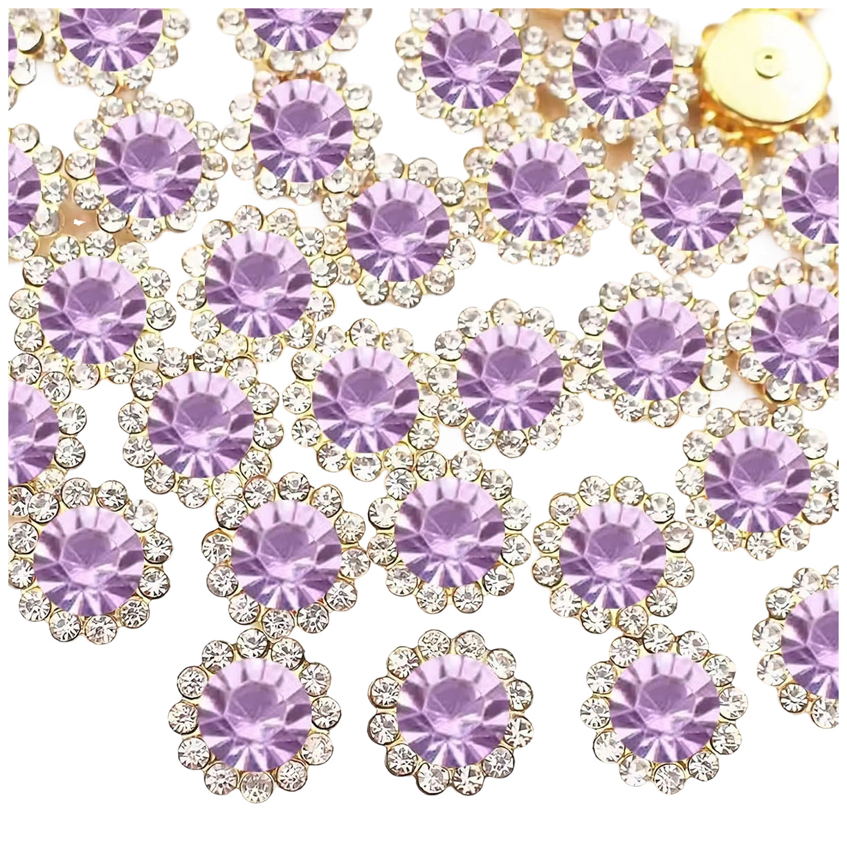 12mm Crystal Flower Sew On Rhinestones with Metal Base for Clothes and Crafts, Pack of 150