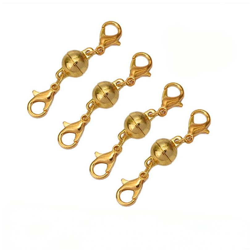 14K Gold Magnetic Necklace Clasp With 925 Sterling Silver Double Lobster Closure for Jewelry Repair