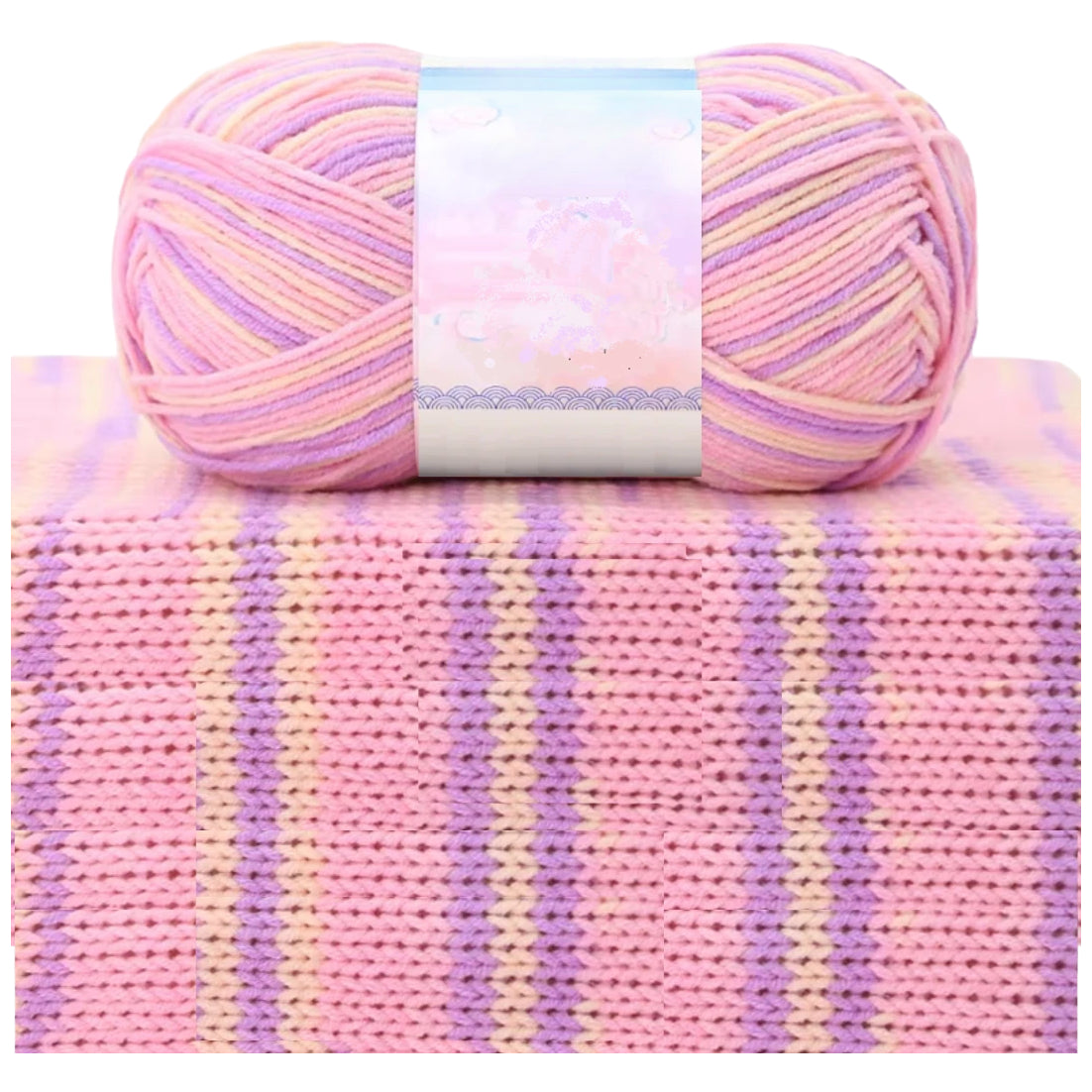 1.5mm Multicolored Fancy Yarn for Knitting & Crocheting Sweaters, Scarves & DIY Crafts, 50 Grams/1.76oz 175 yards