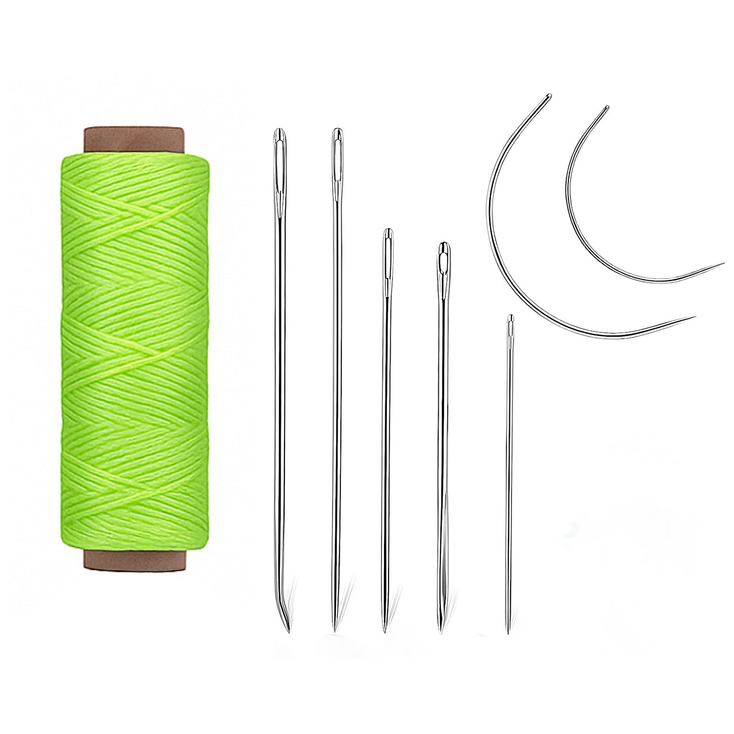 55 Yards Waxed Thread with 7 Leather Needles for Hand Sewing Leather Upholstery Repair Canvas Bags