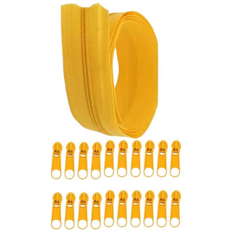 Nylon Coil Zipper 10 Yards with 20 Sliders for DIY Sewing Bags Garments and Crafts