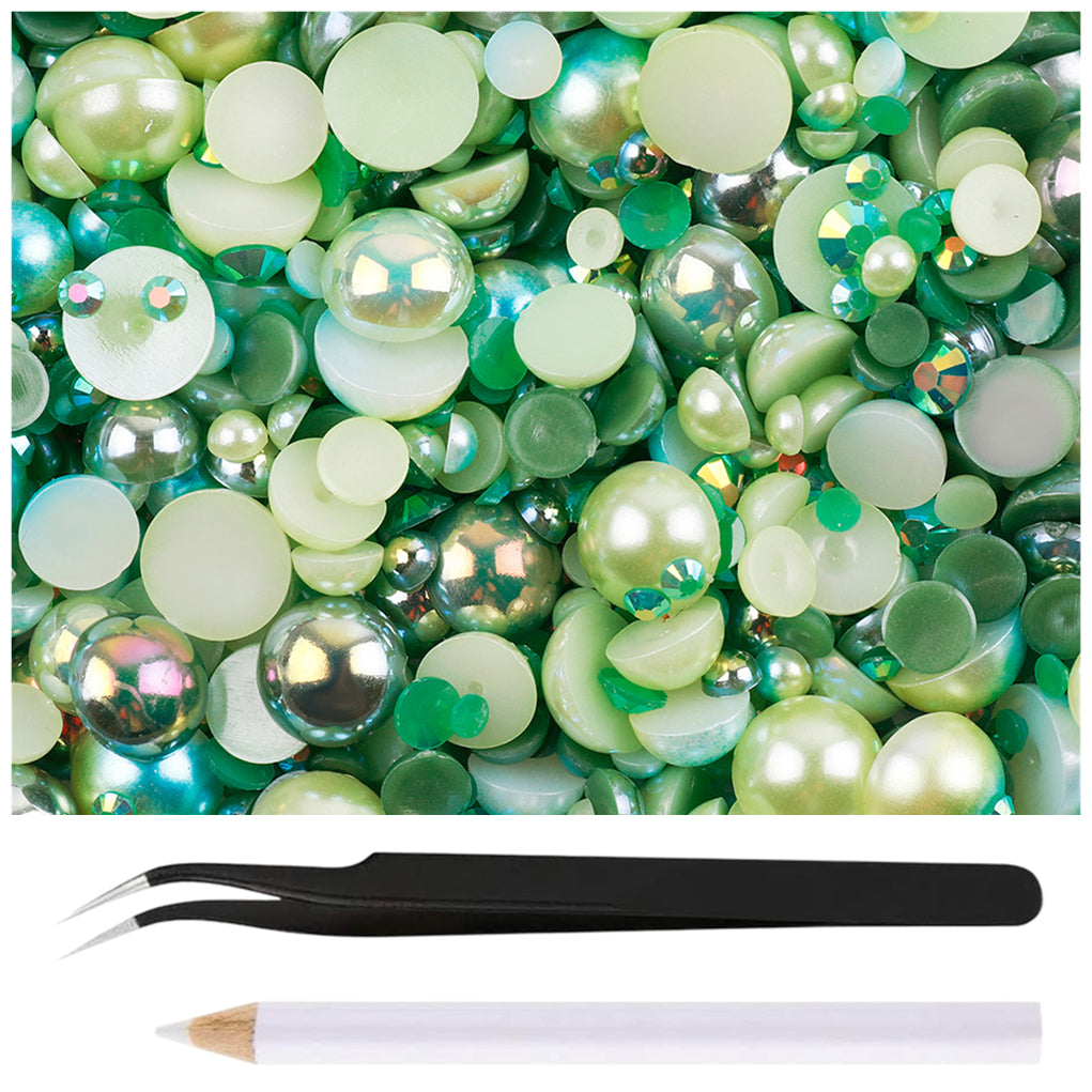 30g Mixed Flatback Rhinestones and Half Pearls for DIY Crafts Shoes Nails Tumblers Garments Bags