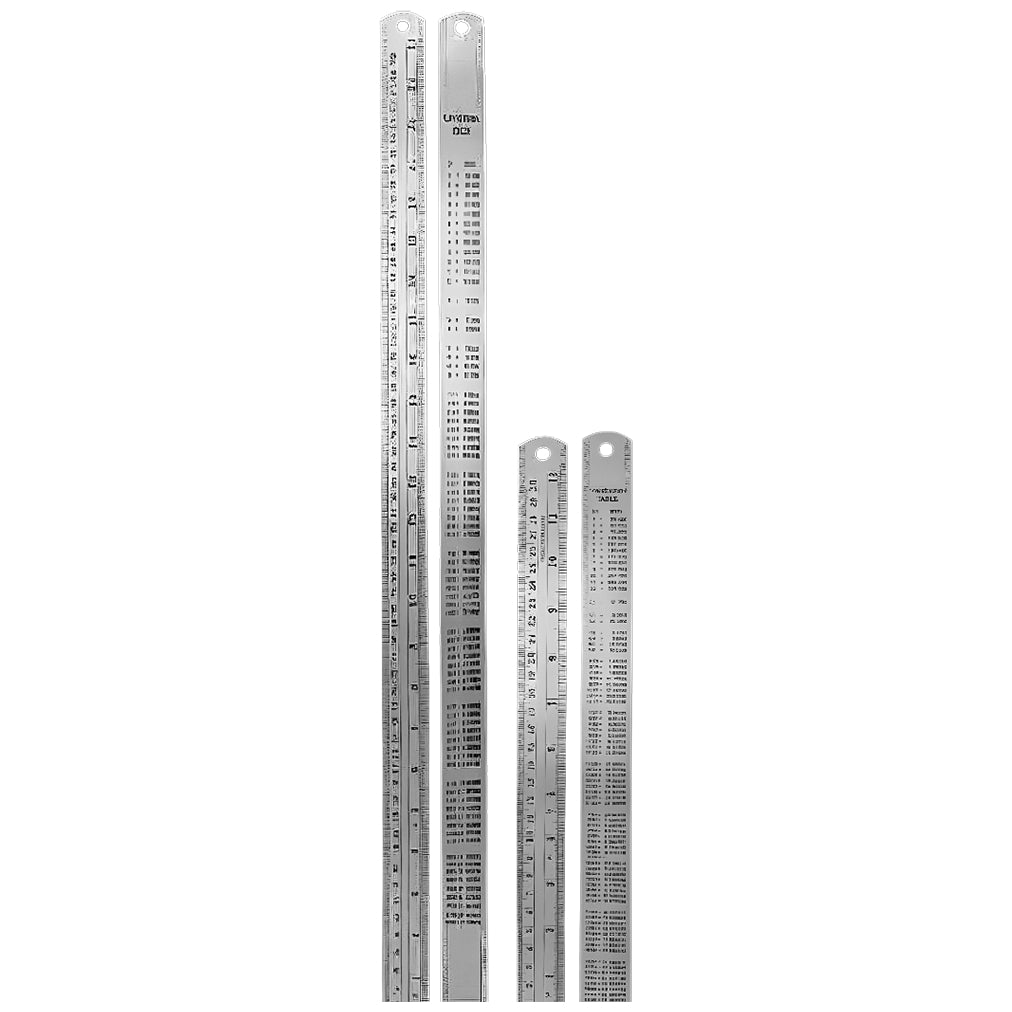 Stainless Steel Ruler with Conversion Table Metal Measuring Rule for School Office Engineering and DIY Use