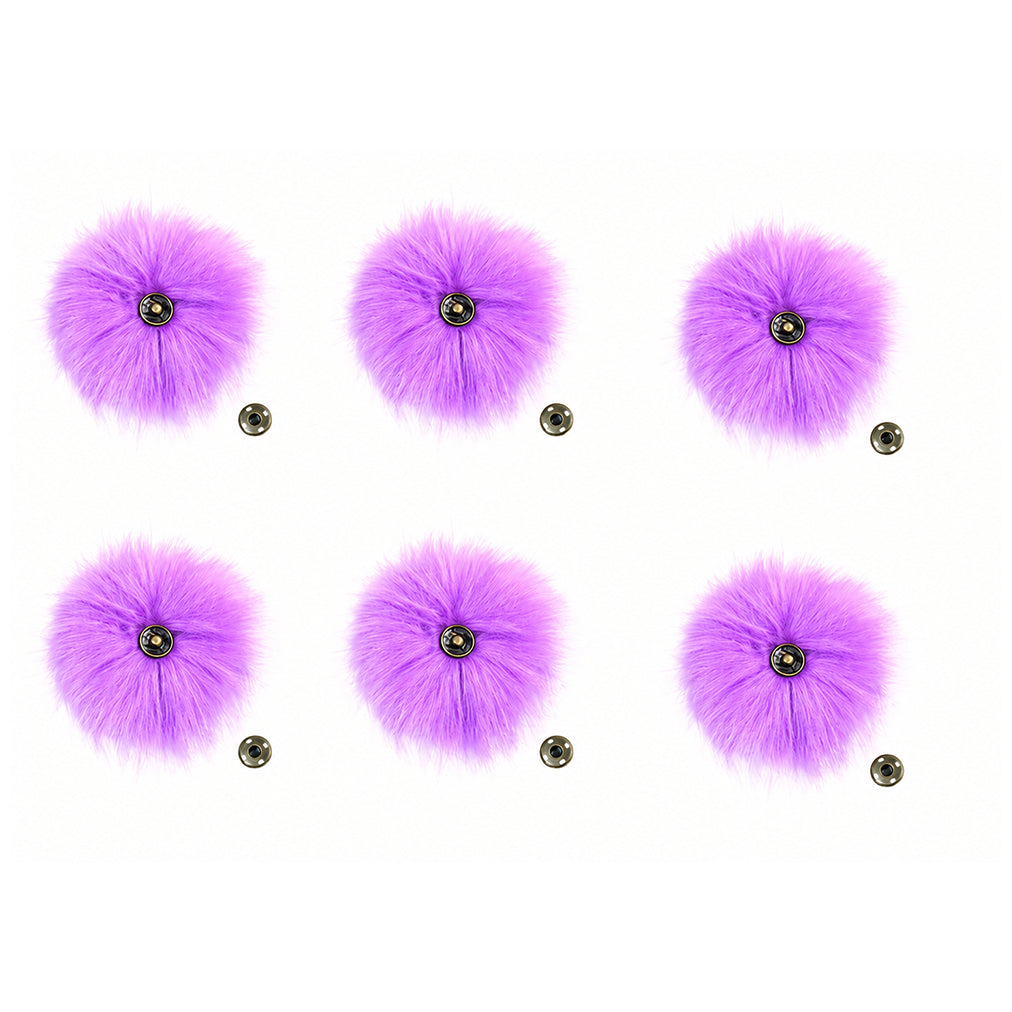 Detachable Faux Fox Fur Pom Poms for Hats with Snaps, 4.3 Inch DIY Accessories, Pack of 6