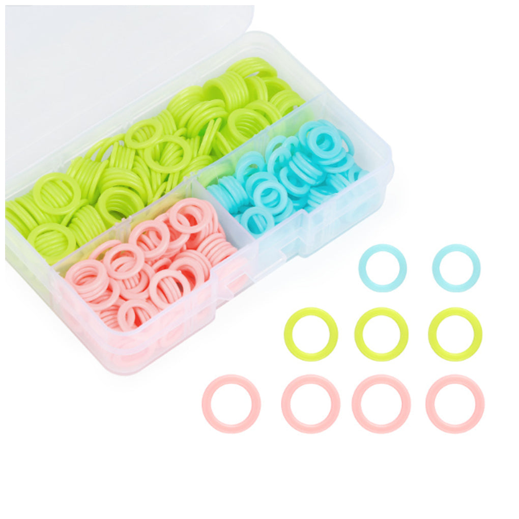 Knitting Stitch Markers Set with Storage Box, Assorted O-Ring Sizes and Colors for Crochet Projects