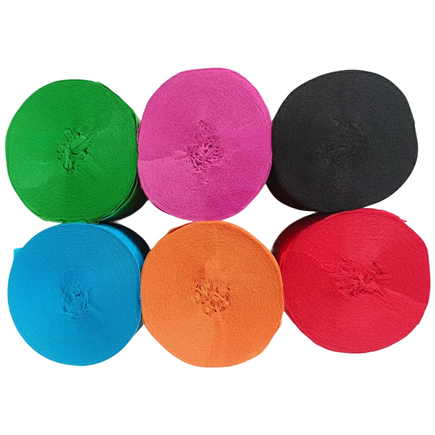 Crepe Paper Streamers 82ft Each Roll for Birthday, Wedding, and Party Decorations 1.77 Inch, Pack of 6